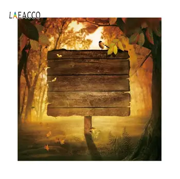 

Laeacco Photographic Backdrops Forest Jungle Indicating Wooden Sign Tree Customized For Photography Backgrounds For Photo Studio