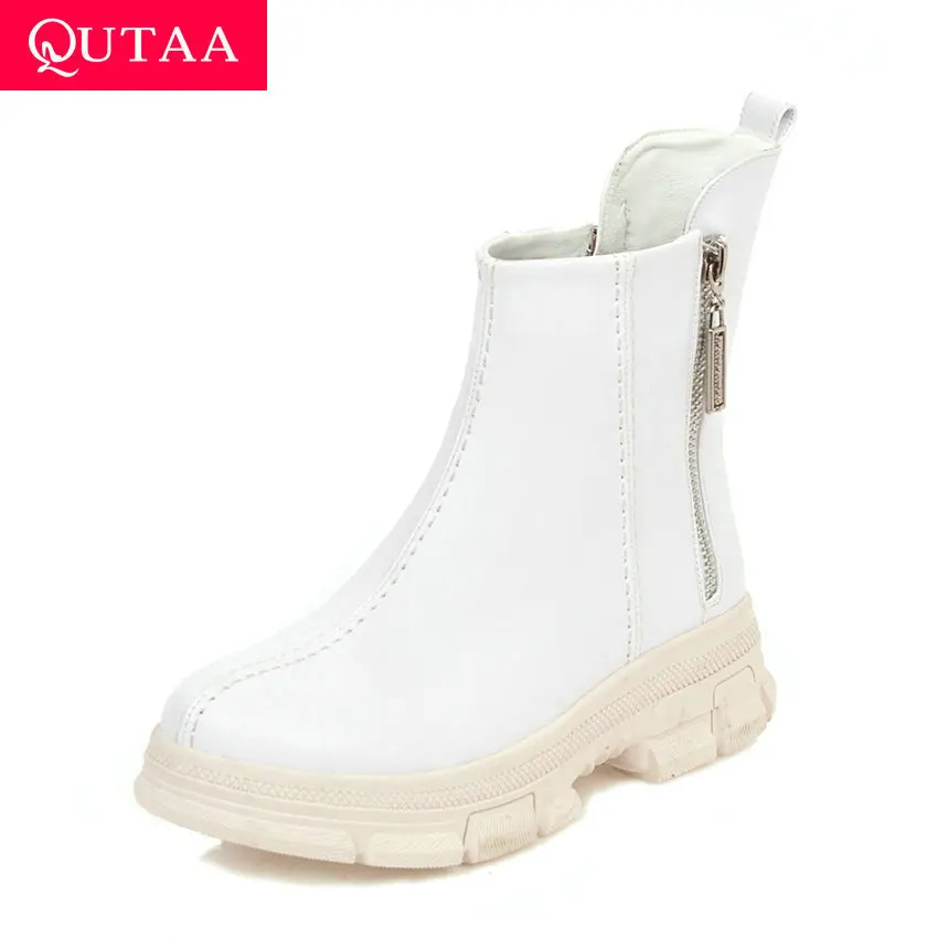 Женские ботинки до середины икры QUTAA модные Нескользящие на платформе с