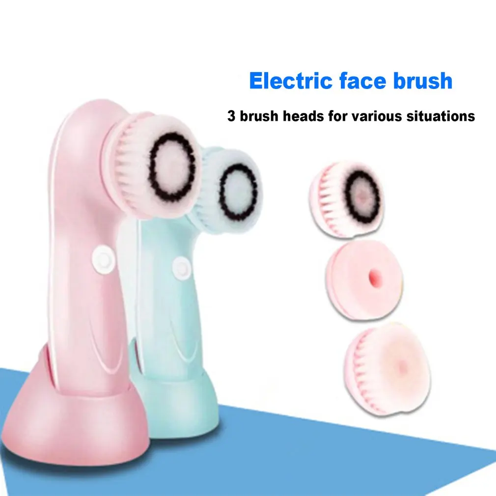 

Facial Cleansing Brush 3 Brush Heads USB Beauty Spa Rechargeable Electric Rotating Face IPX6 Waterproof Deep cleaning