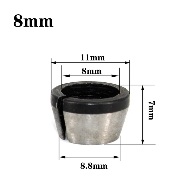 LAVIE 1pc 3 pcs set collet 6mm 6.35mm 8mm collets chuck Engraving Trimming Machine Electric Router Milling Cutter Accessories 8mm