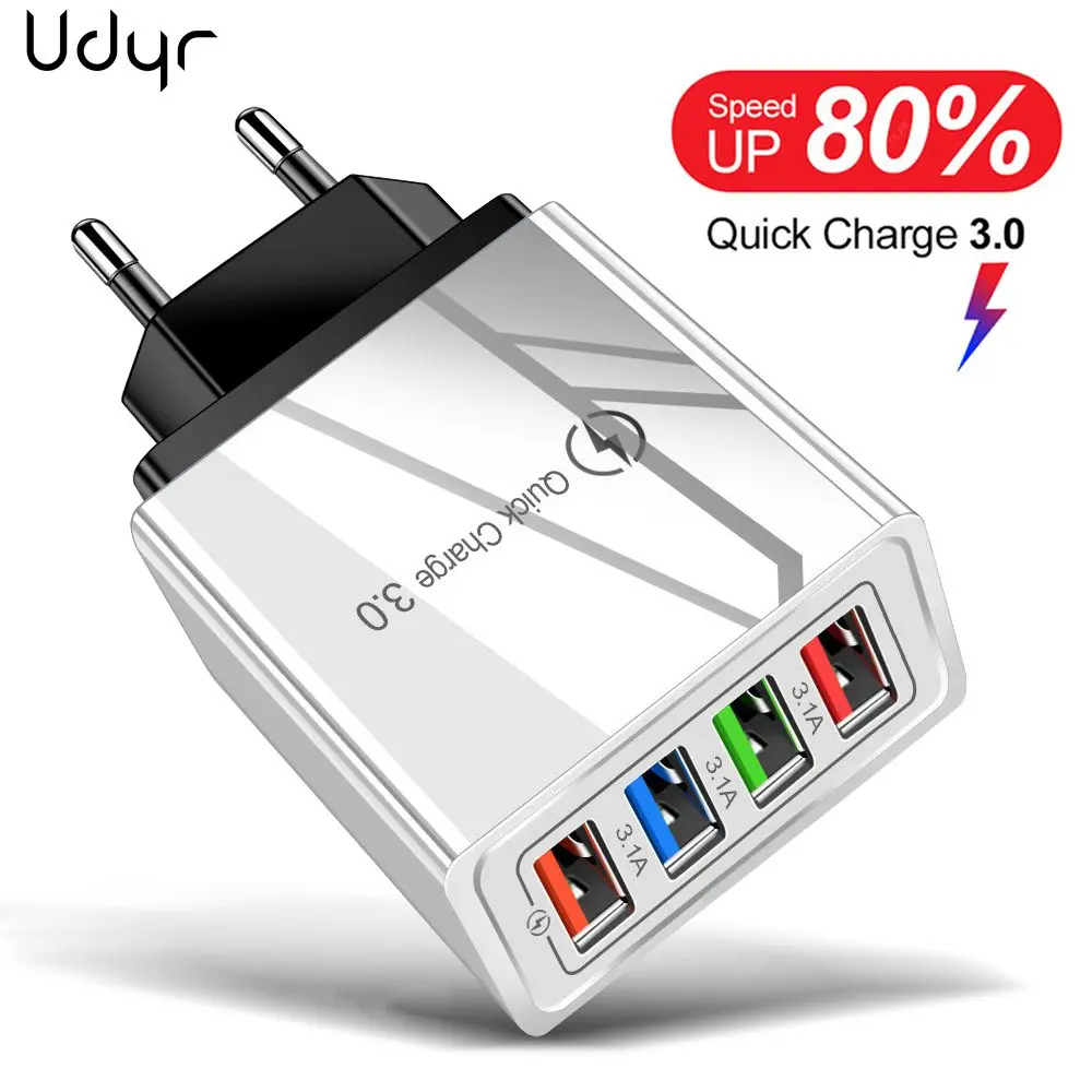Адаптер питания Acgicea с 4 USB-портами и поддержкой быстрой зарядки 3.0 45 Вт | Мобильные