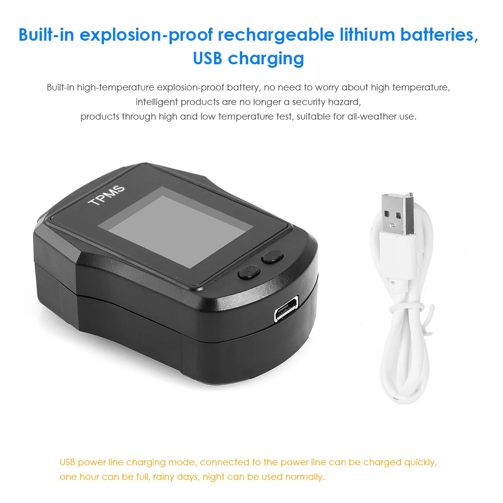 Waterproof Motorcycle TPMS Motorbike Digital LCD Display Tire Tyre Pressure Monitoring System with External Sensors