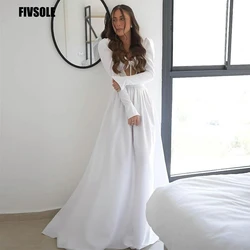 Fivsole Simple Long Sleeves Chest Fluoroscopy Wedding Dresses Sweetheart New Beach Bridal Gowns Princess Dress Robe De Mariée