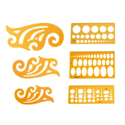Ensemble de 6 règles de construction, outil de mesure, panneau de courbe, dessin animé, Design d'intérieur 