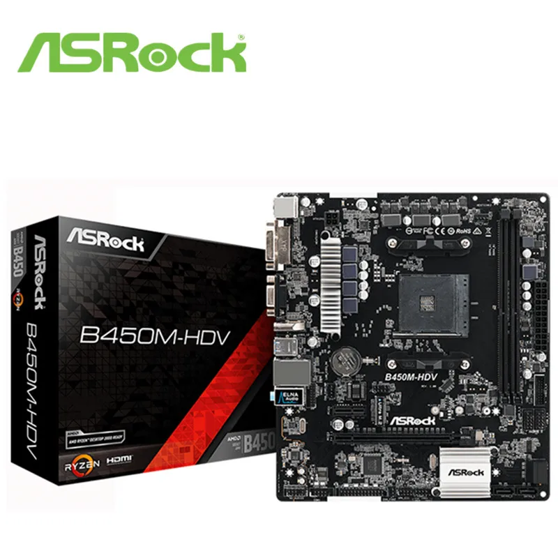 Полный ASRock B450M HDV Eat курица игра поддержка AMD Ruilong AM4 настольный компьютер материнская плата