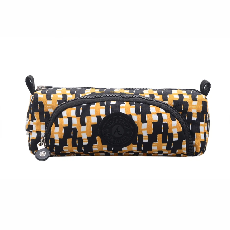 ACEPERCH Fashion Women Pencil Case Travel Neceser Cosmetic Bag Zipper Nylon Toiletry Organizador Makeup Bag Ladies - Color: Yellow Lattice