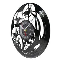Wildlife Deer Hunting Vinyl Record Wall Clock Nature Animal Hunter Watch Modern Silent Clock Mancave Forest Club Wall Home Decor 2