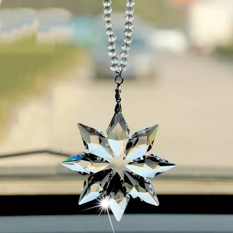 

Car styling Pendant Transparent Crystal rearview mirror Decoration Snowflake Hanging Trim Christmas Gifts Auto Accessories