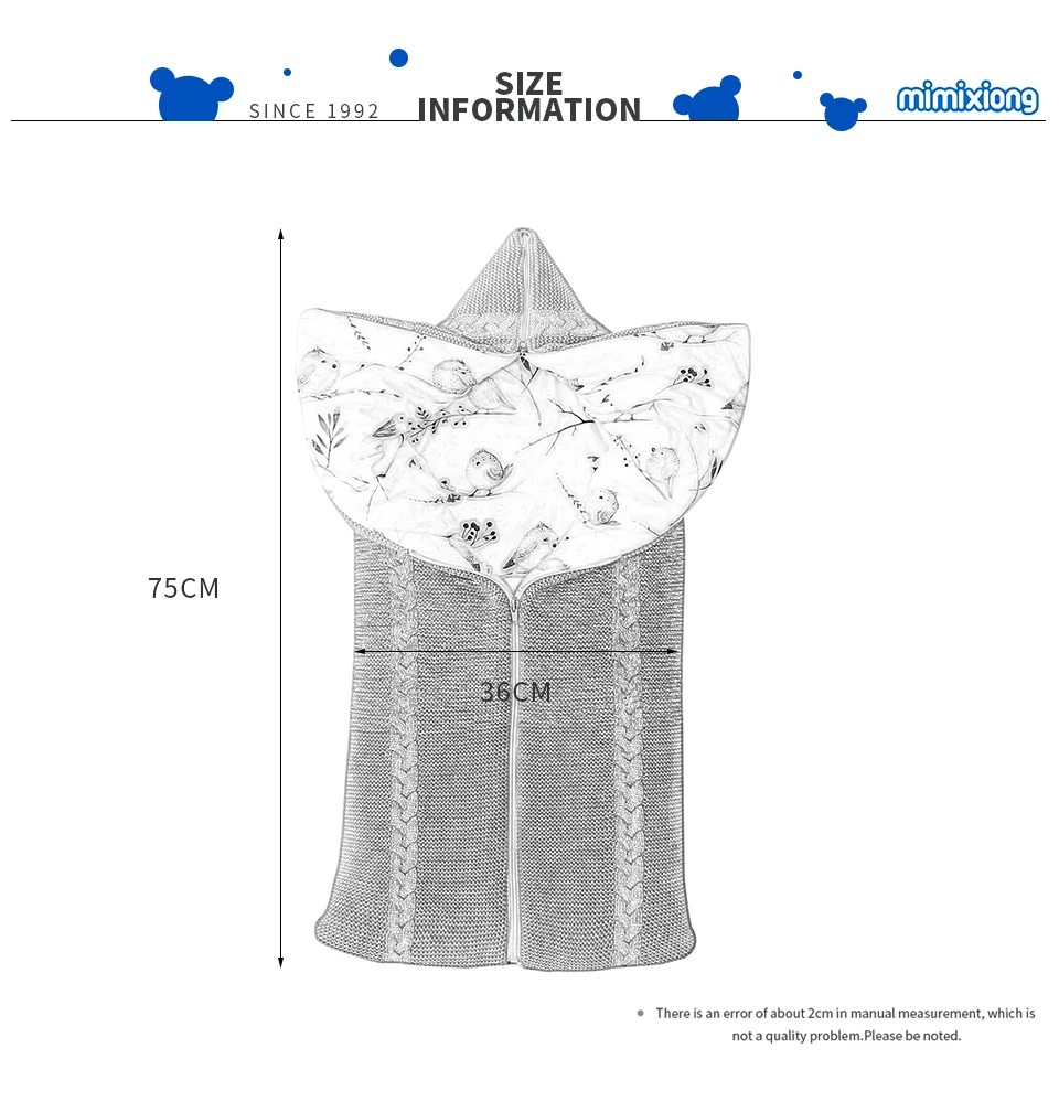 Детские спальные мешки; зимний теплый вязаный конверт для новорожденных; пеленка; осенний детский спальный мешок; 75*35 см