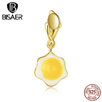 

2020 New Arrival 100% 925 Sterling Silver Yellow Poached Egg Beads Fit Charms Bracelet & Bangle Silver Jewelry EFC350