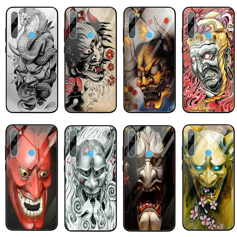 Чехол из закаленного стекла Japanese Oni Hannya Demon Mask для Xiaomi Redmi Note 4 4X 5A 5S 6X 7 7A 8 8A 9 SE A1 Lite Plus