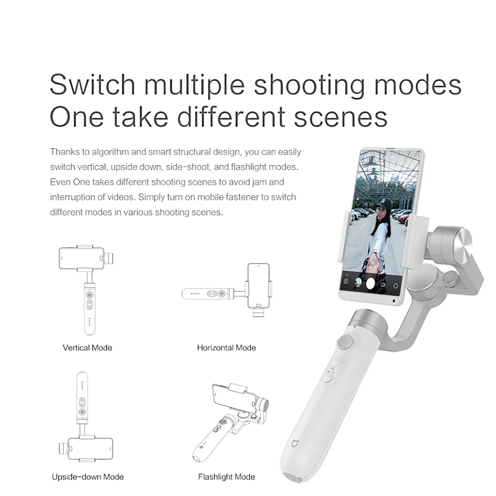 Xiaomi Mijia ручной шарнирный стабилизатор для камеры GoPro 3 оси смартфона Gimbal 5000 мА/ч, Батарея действий Камера мобильного телефона SJYT01FM