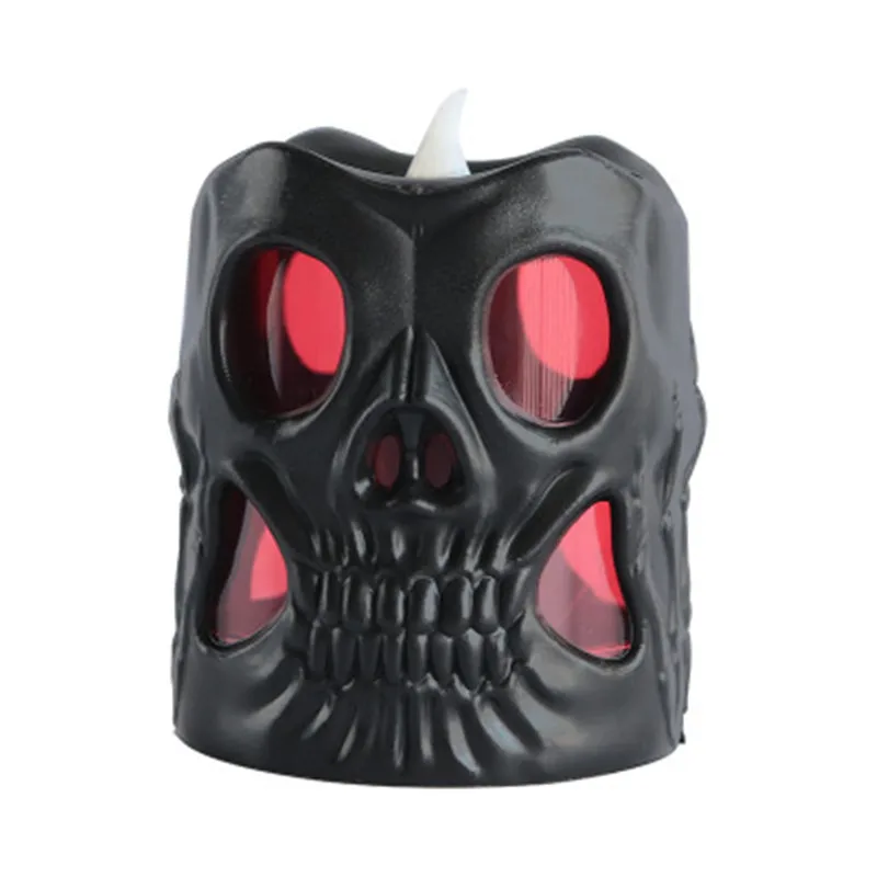 

8CM Halloween Decoration Skull Head Red/White Eyes LED Colorful Gradient Candle Light Night Light Pumpkin Lamp Superb Prop