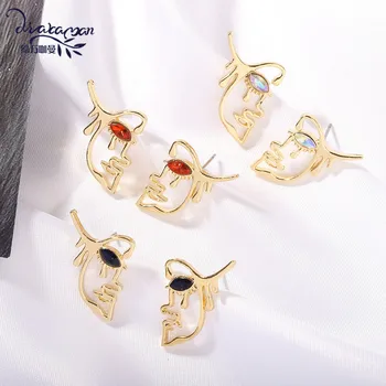

Dvacaman Punk Human Face Drop Earrings For Women Retro Abstract Hollow out Statement Hand Metal Fashion Dangle Earrings Jewelry
