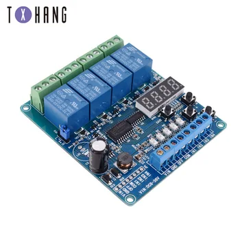 

DC 8-36V 4-channel multi-function relay delay / self-locking / cycle / timing / linkage / control module PLC diy electronics