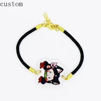 

Custom Letters/photo Anime Designs Bracelet Acrylic Red/black Rope Bangles for Godmother Gift Inspirational Jewelry