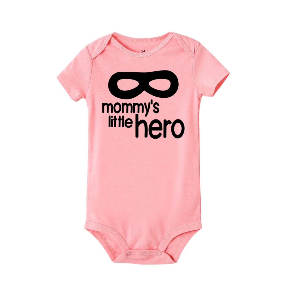 R042-SRPPK- Летние шорты с длинными рукавами детский комбинезон «Mommy's Little Hero с принтом букв комбинезон Одежда для новорожденных Детские костюмы - Цвет: R042-SRPPK-