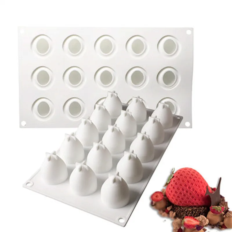 15 Holes Strawberry Silicone Mold Cake Decorating Tools Dessert Mousse Mould Chocolate Truffle Molds Baking Accessories | Дом и сад