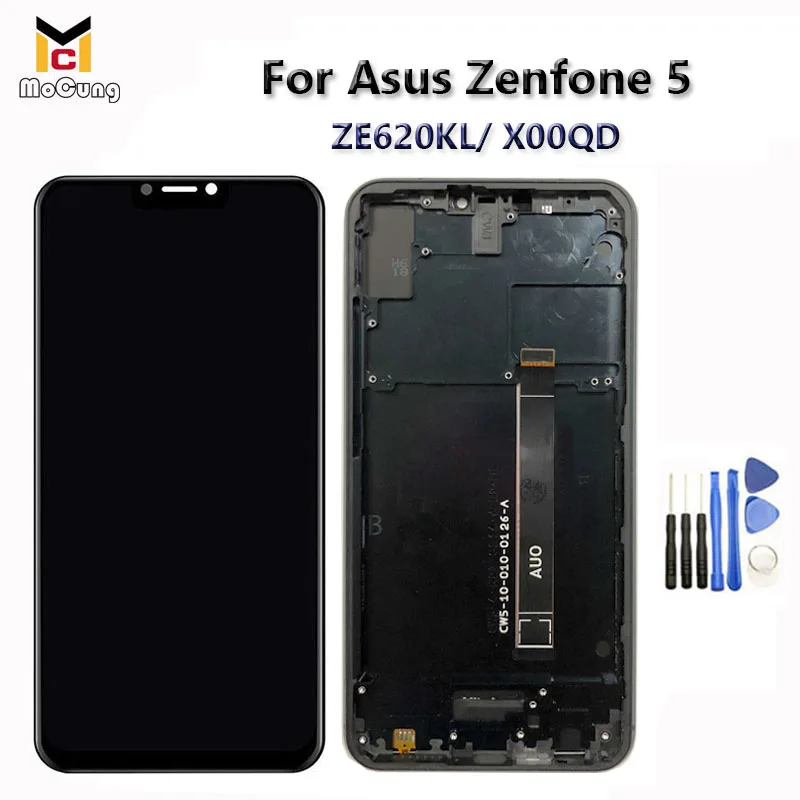 

6.2inch ORIG AAA For Asus Zenfone 5 ZE620KL LCD Display Touch Screen Digitizer Panels For ASUS X00QD LCD With Black Frame+Tools