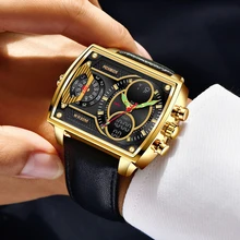 FOXBOX Relojes de pulsera deportivos para hombre, cronógrafo Digital con correa de Corium, pantalla Dual, multifuncional, resistente al agua, semanal