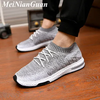 

Summer Men's Sneakers Sport Man Shoe Fly Weaving Running Shoe Man Slip-on Shoes Ultra-light Mens Sports Shoes Big Size Flats B8