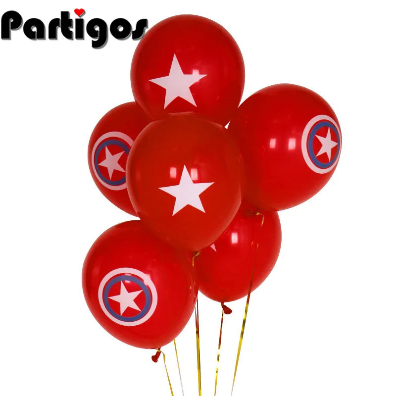 10pcs/lot 2.3g 10inch Blue Red Captain America shield Balloon Classic hero thelatex balloon Birthday Party supplies kids toys