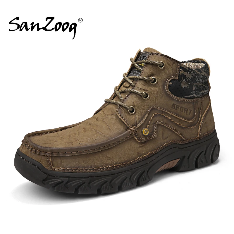 Зимние мужские ботинки из натуральной кожи; botas hombre Botines Cuero Bot Erkek Botte Homme Stivali Uomo; уличная высокая обувь; 48s