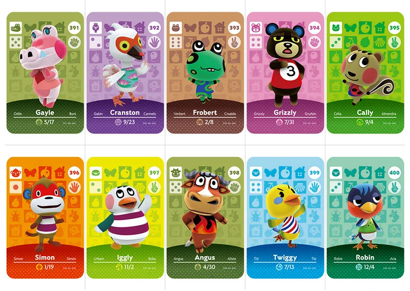 Серия 4(391 400) Twiggy Gayle Iggly Role Animal Crossing Card работа для NS Game Amiibo Поддержка NFC|Карты