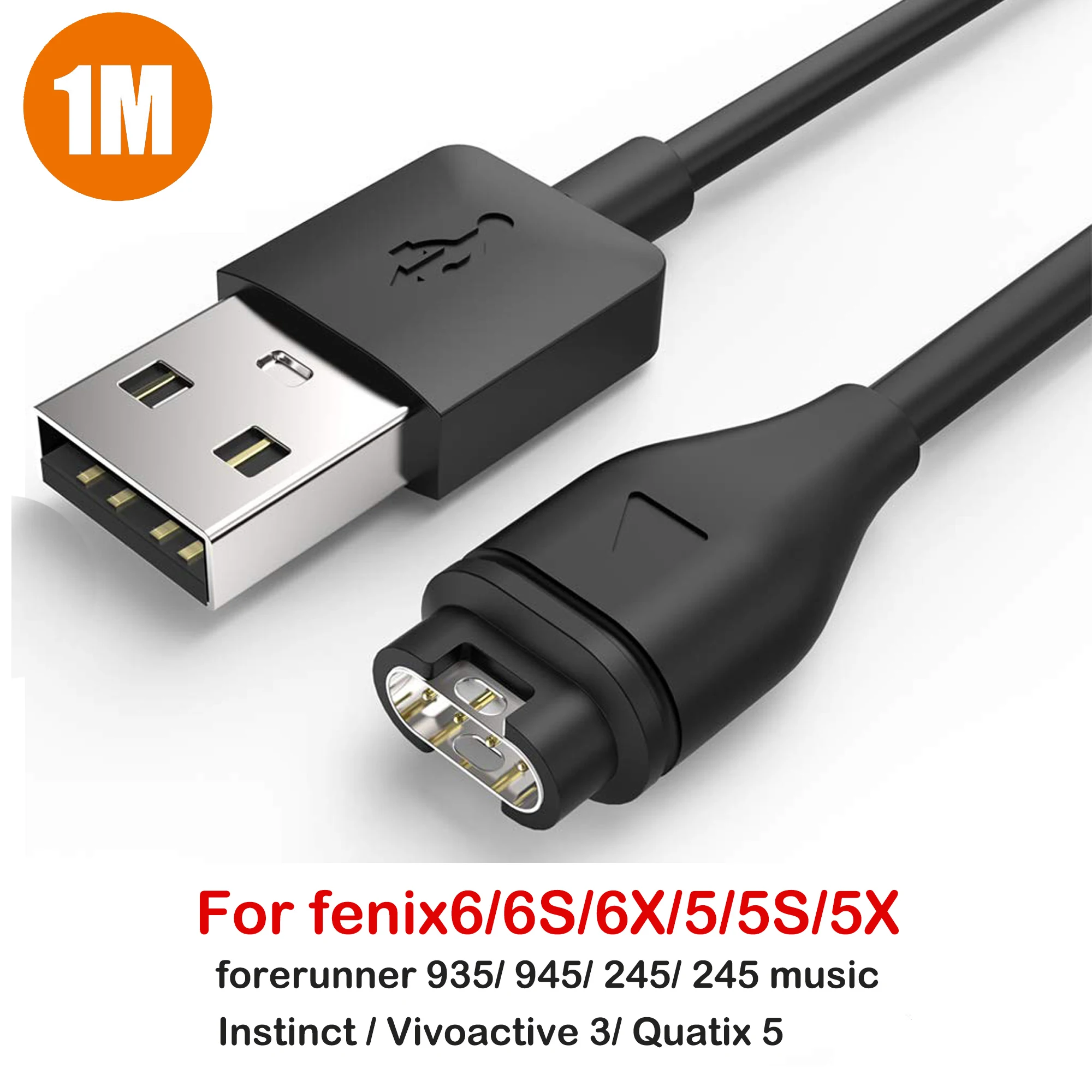 

1m Fast USB Charging Cable for Garmin Fenix 5 5S 5X precursor 935 Vivoactive 3 Band Ports Smart Watch Wristband Charger Dock New