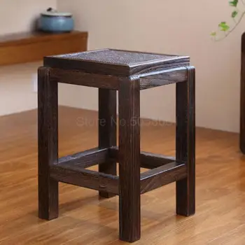 

Solid Wooden Square Stool Chinese Style Tea Stool For Shoes, Stool, Dining Table, Low Stool Creative Living Room Tea Table, Smal