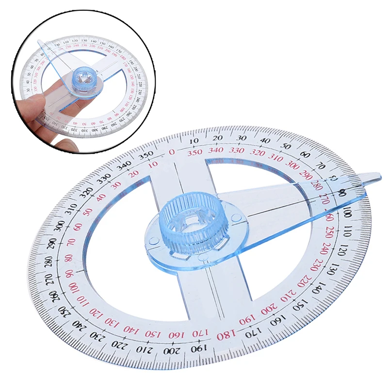 1 шт., портативный угловой измеритель 360 градусов, диаметр 10 см, транспортир, круглая линейка, измерительный инструмент для школы, образования, офиса