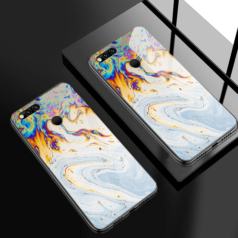 W406 Закаленное Стекло чехол для Huawei Honor 6X 7A 7C 7X 8A 8X 9Lite гладкий Чехол для телефона Y6 Y9 Y7 премьер-профессионал Magic2 роскошный кожаный Капа - Цвет: W406