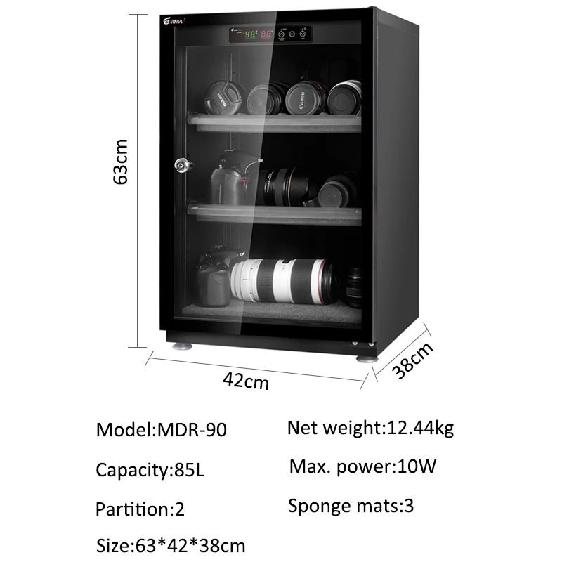 85L светодиодный сенсорный экран цифровой автоматический контроль влажности Осушитель сухой Шкатулка-комод для объектива камеры фотографического оборудования Storag