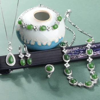 

2020 Rushed Jewelry Sets Sales New Type With Certificate 925 Sterling Set With Natural And Tian Earring Pendant Necklace