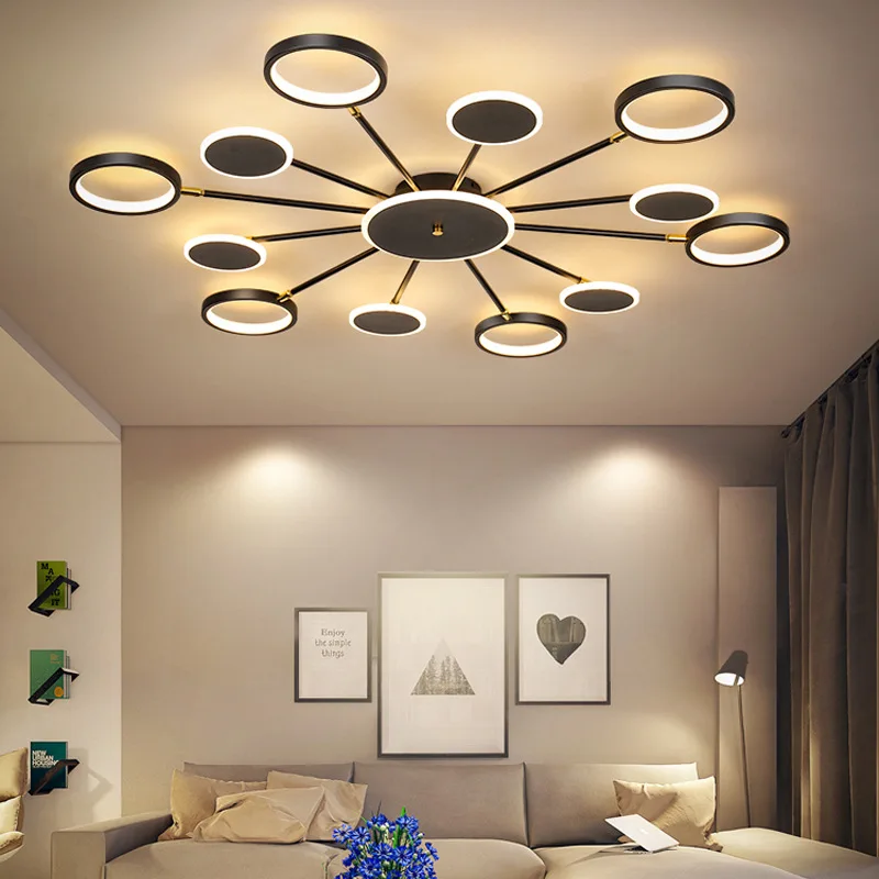 Moderne Led Deckenleuchte Wohnzimmer Decken Lampe Schlafzimmer Lampe Kuche Lampe Schwarz Gold Embedded Panel Lampe Mit Fernbedienung Deckenleuchten Aliexpress