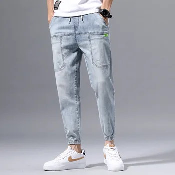 

Men spring waist harem pants men casual overalls tide brand jeans new trend Slim