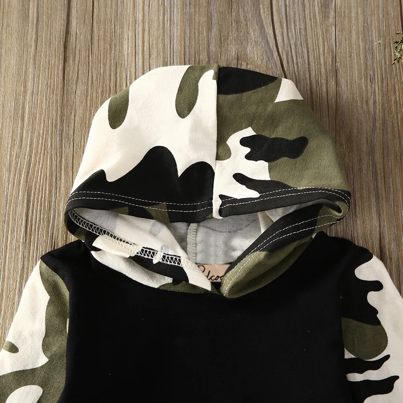 Infant Camouflage Outfits: Hoodie & Pants Set