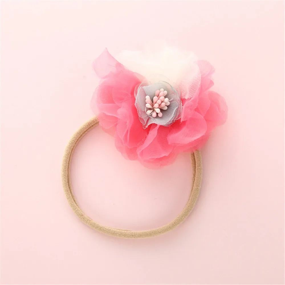 

1Pcs/Lot Handmade Children Lace Flower Headbands,Fabric Bow Nylon Headbands for Girls, Hair Bands Kid Bow Hair Accessories