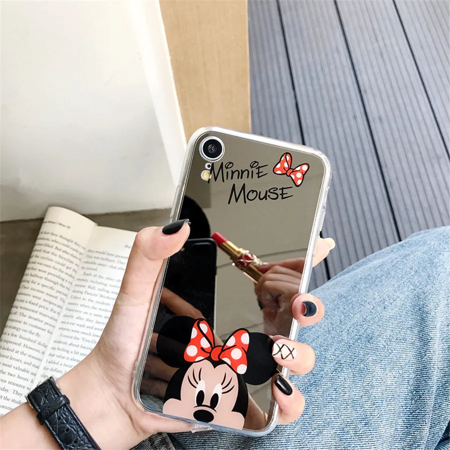 Red Minnie Зеркальный чехол для телефона с изображением Минни Маус для samsung Galaxy S10 S10plus S9 S9plus S8 S8plus, Высококачественная мягкая задняя крышка из ТПУ - Цвет: Red Minnie