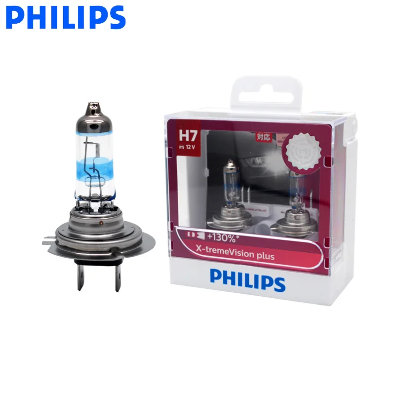 Philips H1 H4 H7 9003 12V X-treme Vision Plus ксеноновый яркий белый светильник, автомобильный галогенный головной светильник ECE+ 130% ярче, пара