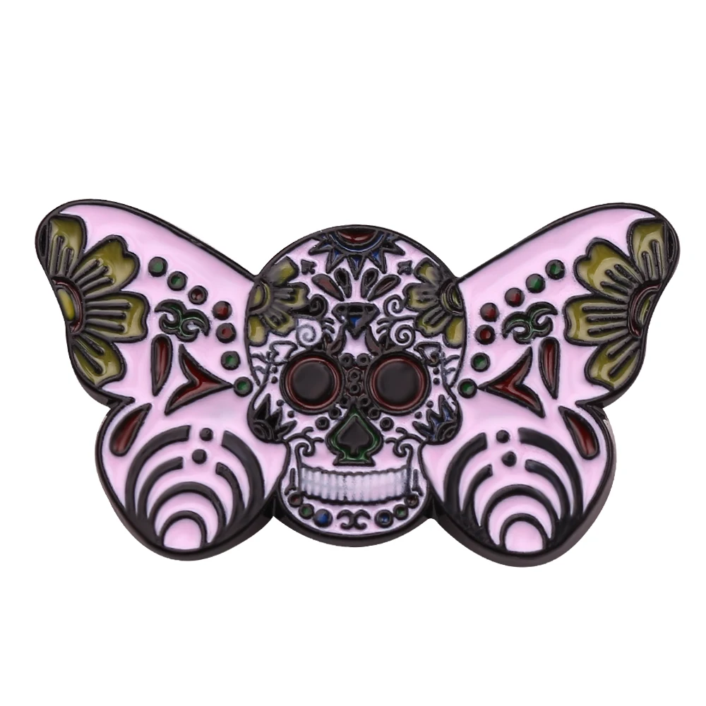 Punk Style Skeleton Love Heart Enamel Pins Self-deprecating Dark Punk Brooches Ocean Wave Whale Human Heart Lapel Pins Badges - Metal color: XZ123