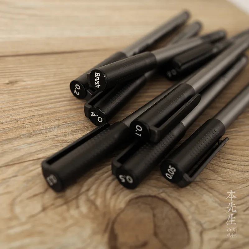 1 шт пигмент лайнер Pigma Micron чернила маркер для белой доски 0,05 0,1 0,2 0,3 0,4 0,5 0,6 0,8 2 различных наконечников, черная ручка эскизов ручки