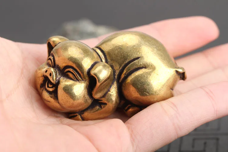 Solid Copper Pig Small Statue Ornaments (4)