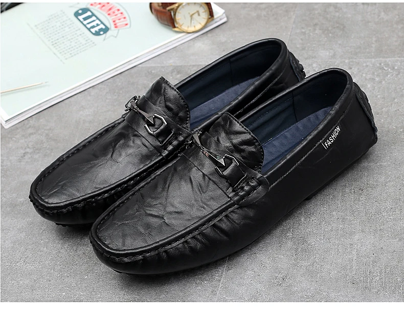 Genuine Leather Leisure Comfy Soft Casual Loafers Shoes Moccasins Gentleman Shoes Luxury Brand Outdoor Fashion Driving Shoes I