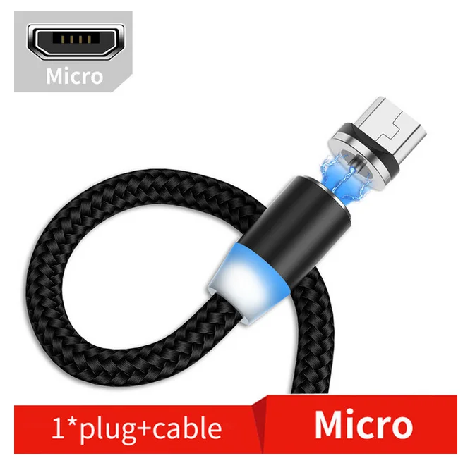Black for Micro Магнитный Micro USB кабель Olaf 2 м для iPhone, samsung, Xiaomi, huawei, зарядный кабель USBType C, Магнитный зарядный провод - Цвет: Black for Micro