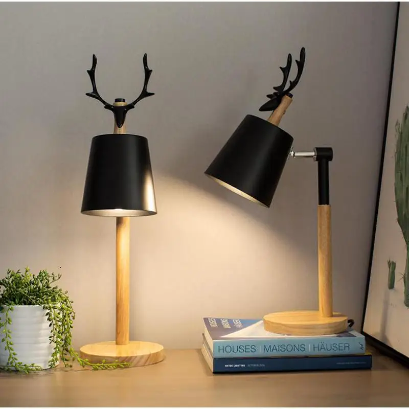 

27 Nordic Antlers Table Lamps Bedroom Bedside Wood Table Lights E Lights deco maison