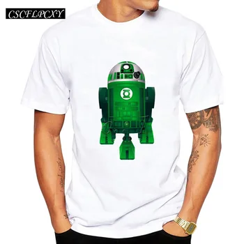 

Droid design men fashion t-shirt shor sleeve casual hipster tops Green Lantern Droid t shirts men funny cool tee