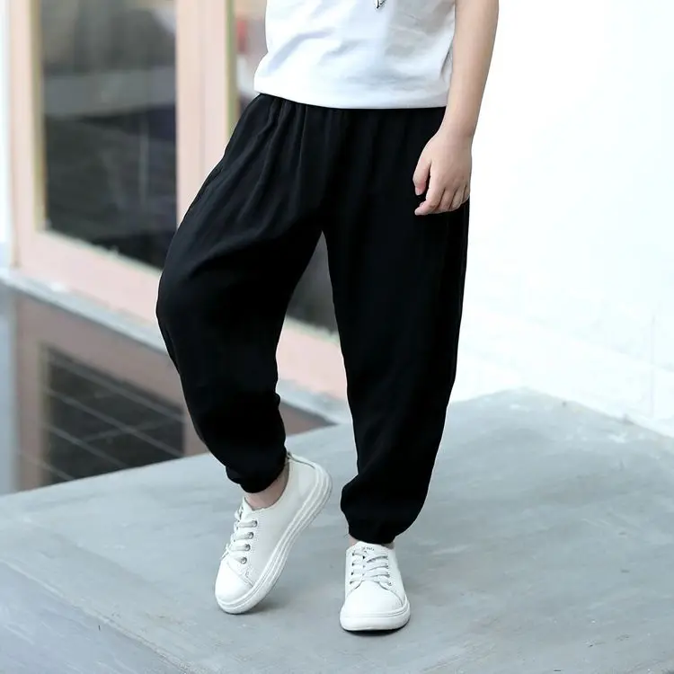 New Style Spring And Summer Casual Pants Korean-style Trend Capri Baggy Pants Medium-small Men And Women Children Thin Bourette