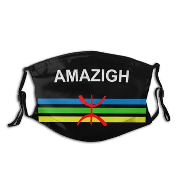 

Amazigh Flag And Emblem Reusable Mouth Face Mask Fabric Berber Amazir Imazighen Protection Mask Respirator with Filters