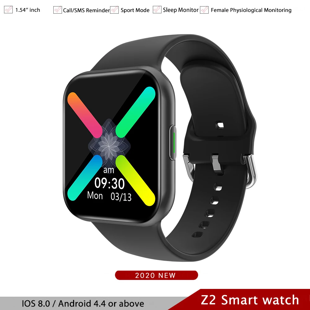 

Z2 Smart Watch Men Women Sports Smartwatch 1.54 inch Screen Heart Rate Monitor Smart Bracelet For iPhone Android Pk iwo Series6
